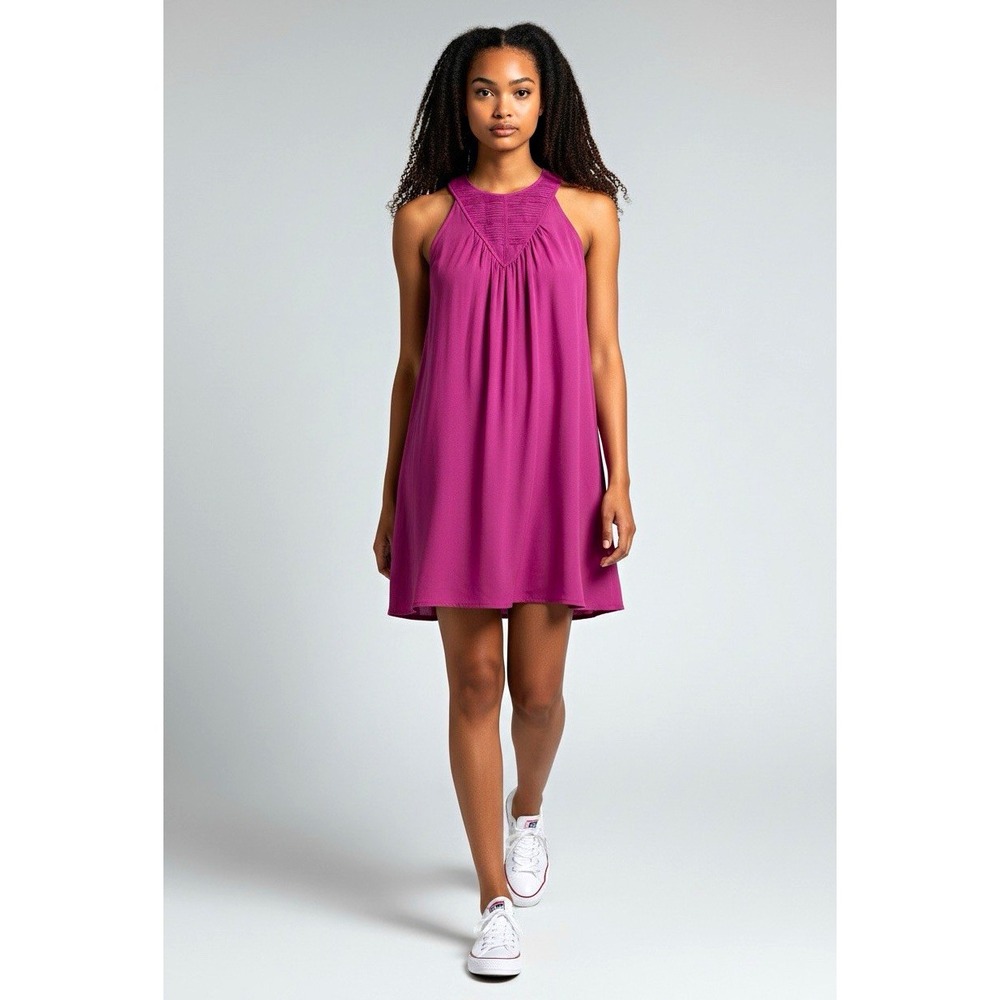 Forever 21 Contemporary Women L Magenta Sleeveless Shift Dress Pleated NWT
